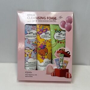 Esfolio Cleansing Foam Set of 3 Hyaluronic Acid Vitamin C Snail